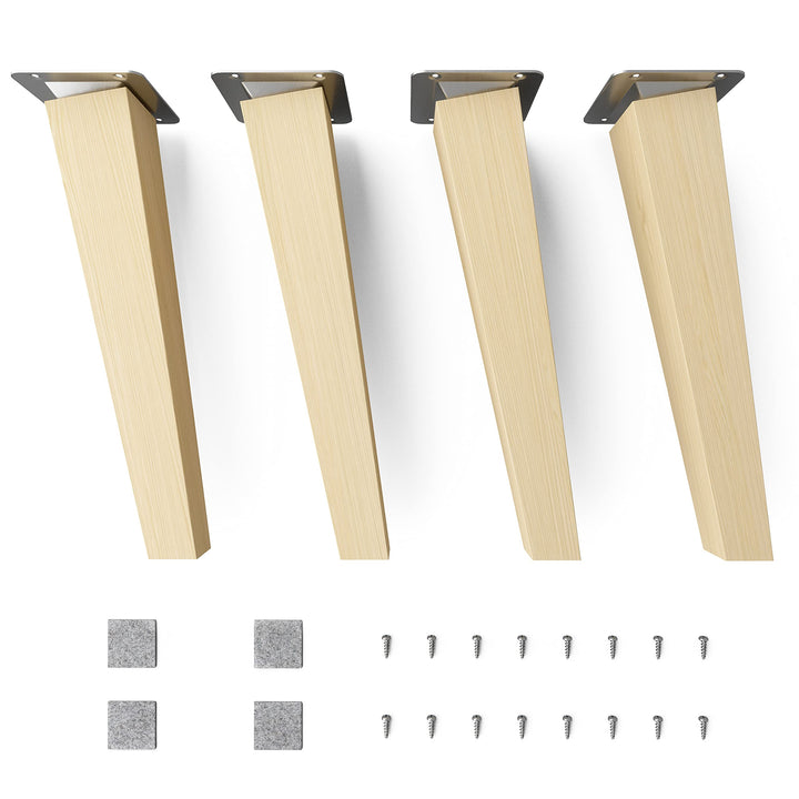 sossai® Holz-Möbelfüsse - Clif Square | Natur (unbehandelt) | Höhe: 25 cm | HMF4 | eckig, konisch (s