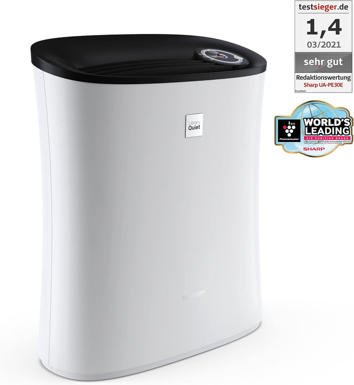 SHARP UA-PE30E-WB Luftreiniger für Räume bis zu 21 qm, 2-Stufen Filtersystem (Vorfilter, HEPA-Filter