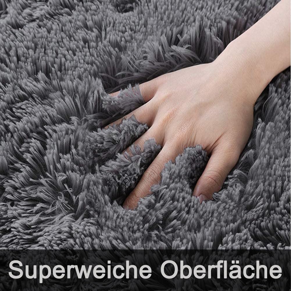 Bibykivn Teppich Wohnzimmer Hochflor Teppiche Waschbarer, 80x160cm Moderner Langflor Teppiche Anti-R