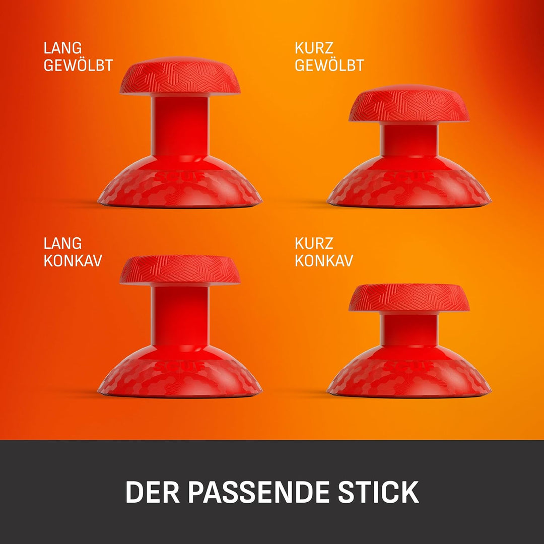 SCUF Valor PRO Thumbstick-Ersatzkit – 1 Kurzer Konkaver, 1 Kurzer Gewölbter, 1 Langer Konkaver, 1 La