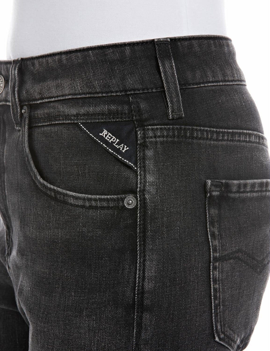 Replay Damen Jeans Marty Boyfit Recycled mit Stretch 24W / 32L Black Delavé 099, 24W / 32L Black Del