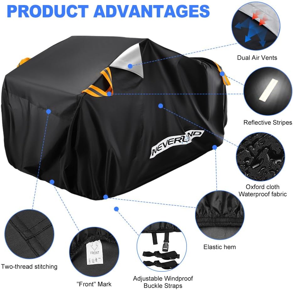 NEVERLAND Quad Abdeckplane Wasserdicht für ATV - 210D Oxford Stoff mit Reflektierende Streifen, Wint