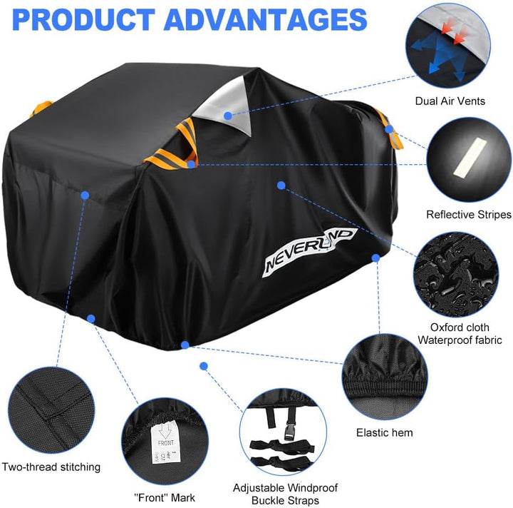 NEVERLAND Quad Abdeckplane Wasserdicht für ATV - 210D Oxford Stoff mit Reflektierende Streifen, Wint