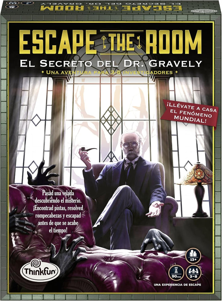 ThinkFun 76311, Escape The Room: Dr. Gravely, Brettspiel, spanische Version, 3-8 Spieler, empfohlene
