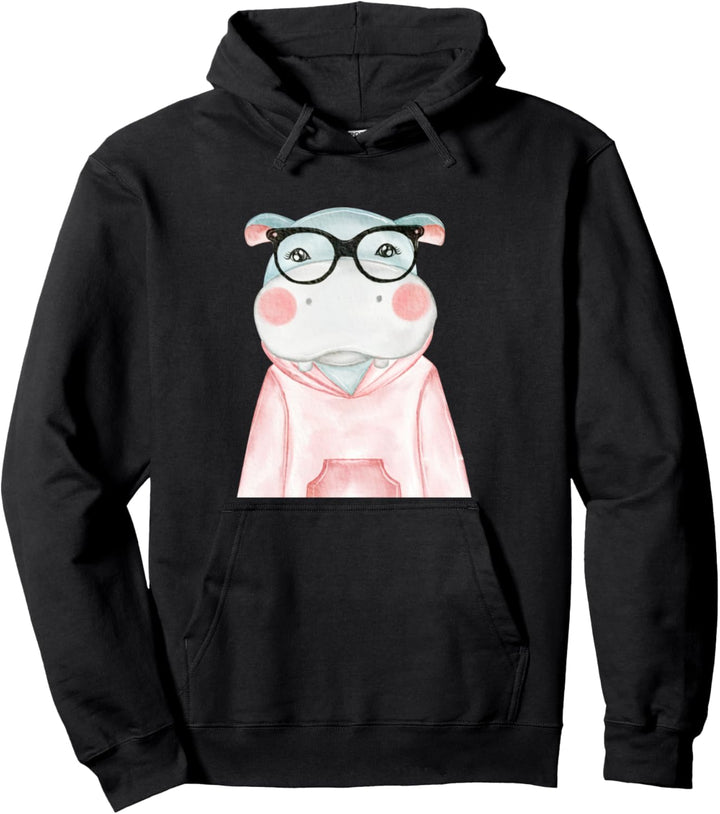 Flusspferd mit Nerd Brille Hipster Zoo Afrika Hippo Nilpferd Pullover Hoodie