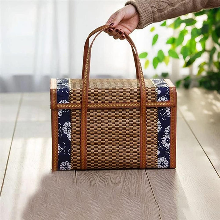 Picknickkorb, gewebt, aus , Aufbewahrungstasche, , Rattan, Gras, faltbar, Bambuskorb