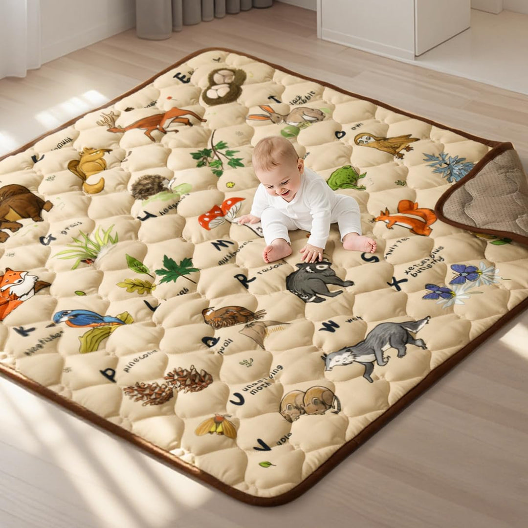 COMOMY Krabbelmatte Baby 127x127 cm, Extra Dicke und Weiche Spielmatte Faltbar, Rutschfeste Schadsto