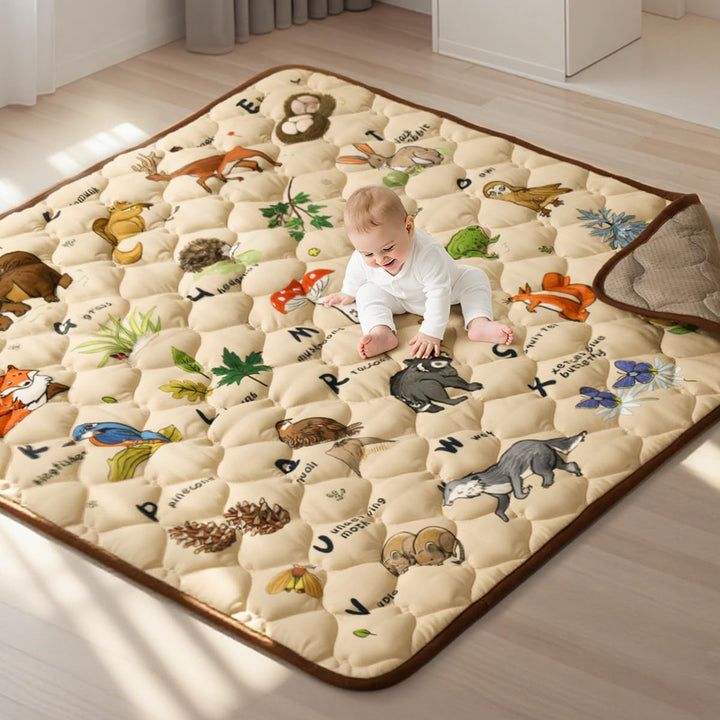 COMOMY Krabbelmatte Baby 127x127 cm, Extra Dicke und Weiche Spielmatte Faltbar, Rutschfeste Schadsto