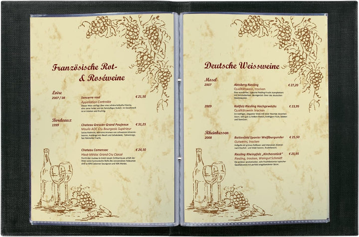 SIGEL SM135/5 Speisekarten-Mappen / Dokumentenmappen mit Buchschrauben-Bindung für A5, 5-er Pack, sc