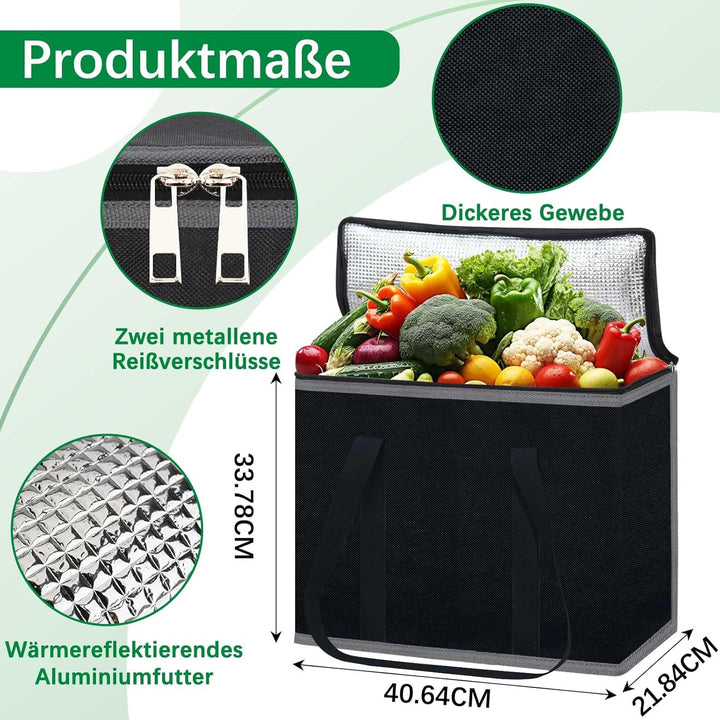 Kühltasche Gross Einkaufstasche mit festem Boden, Faltbar Thermotasche auslaufsicher & wasserdicht,