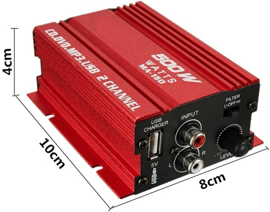 MA150 12V Mini 2CH HiFi-Stereo-Auto-Leistungsverstärker MP3-Audio-Lautsprecher mit USB