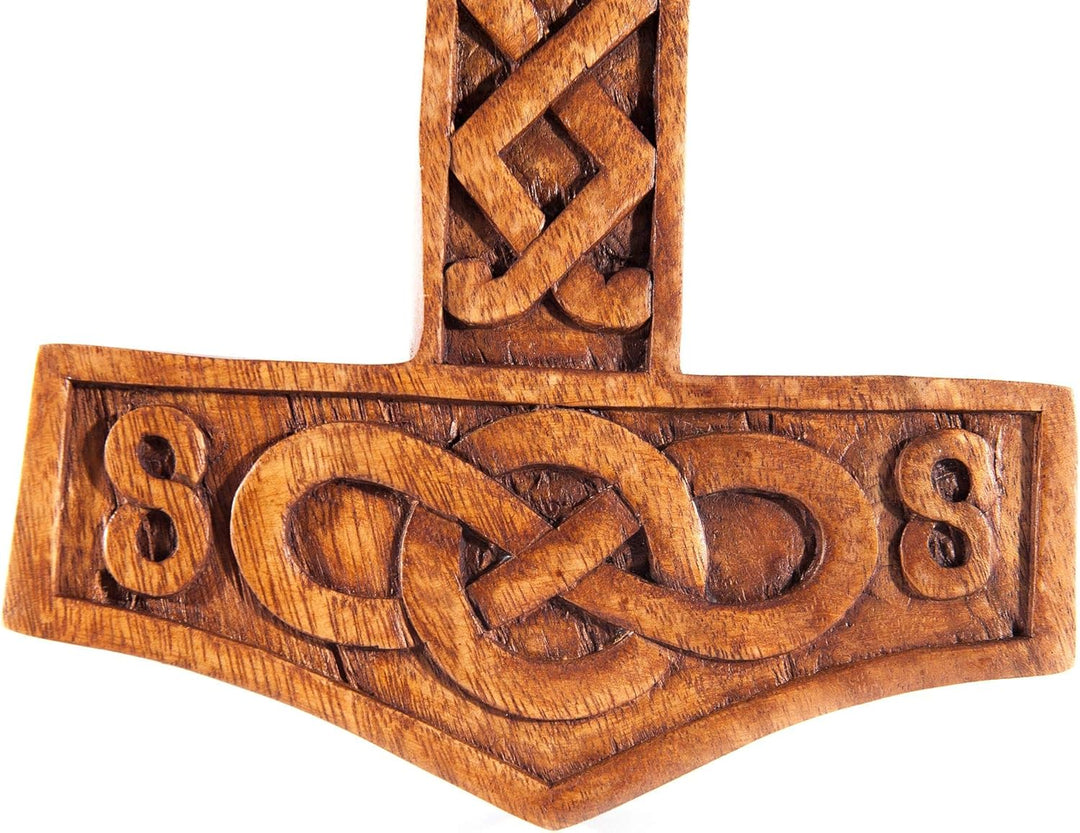 Windalf Wikinger Wanddeko MJØLNER 24 cm Thorshammer Holzbild Handarbeit