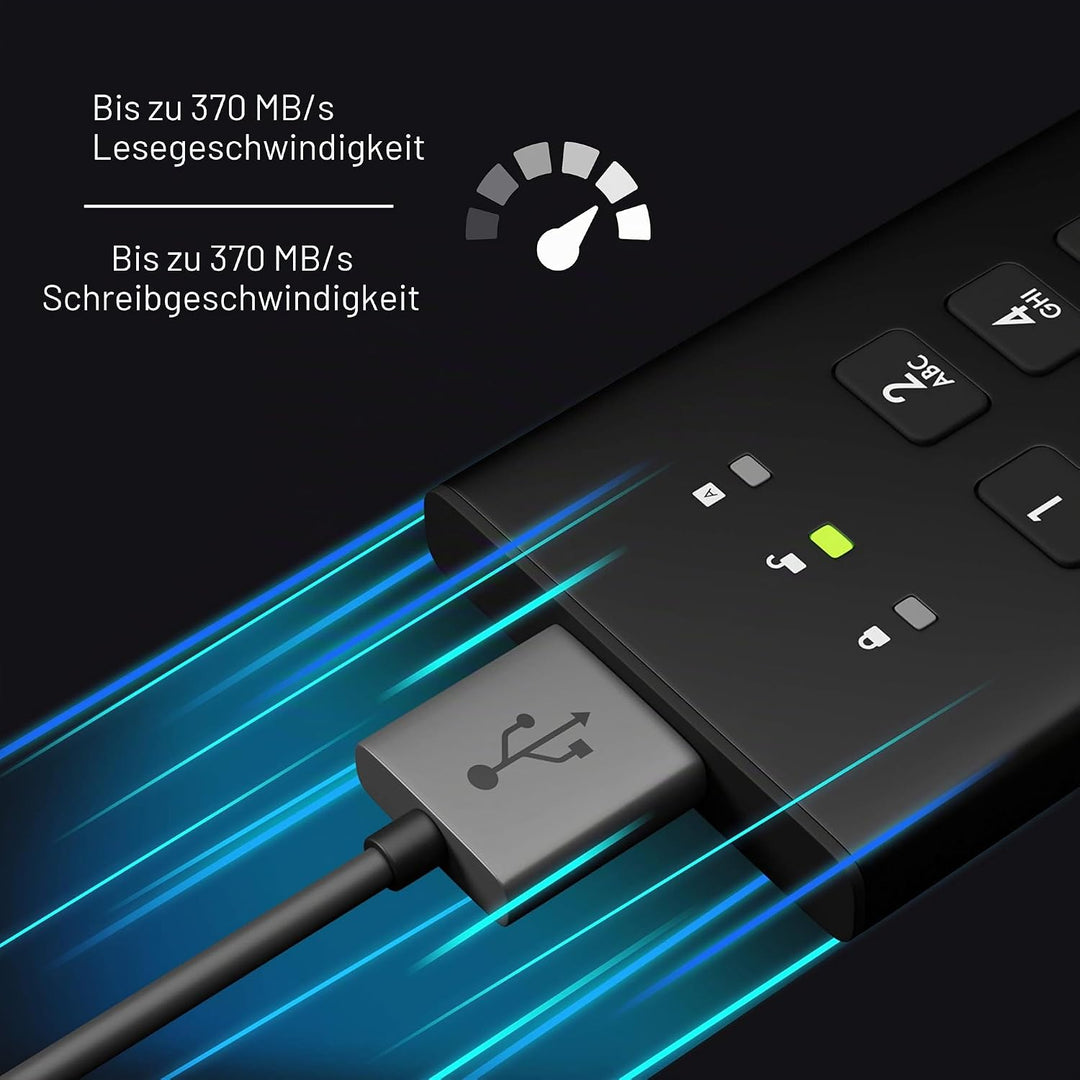 iStorage diskAshur M2 500GB – PIN authenticated, hardware encrypted USB 3.2 portable SSD. Ultra-fast