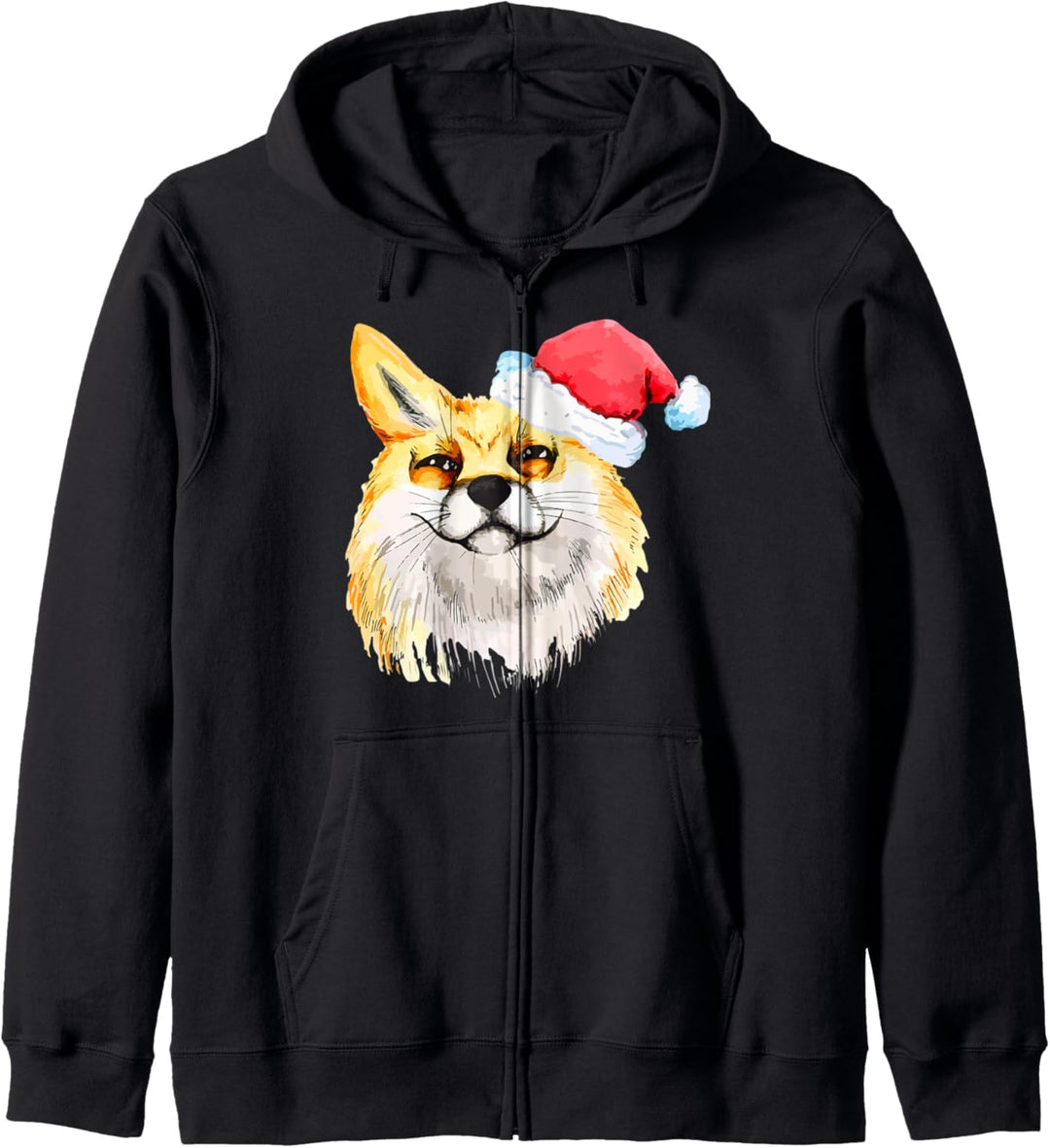Weihnachtsfuchs Mit Weihnachtsmütze Geschenk Kapuzenjacke