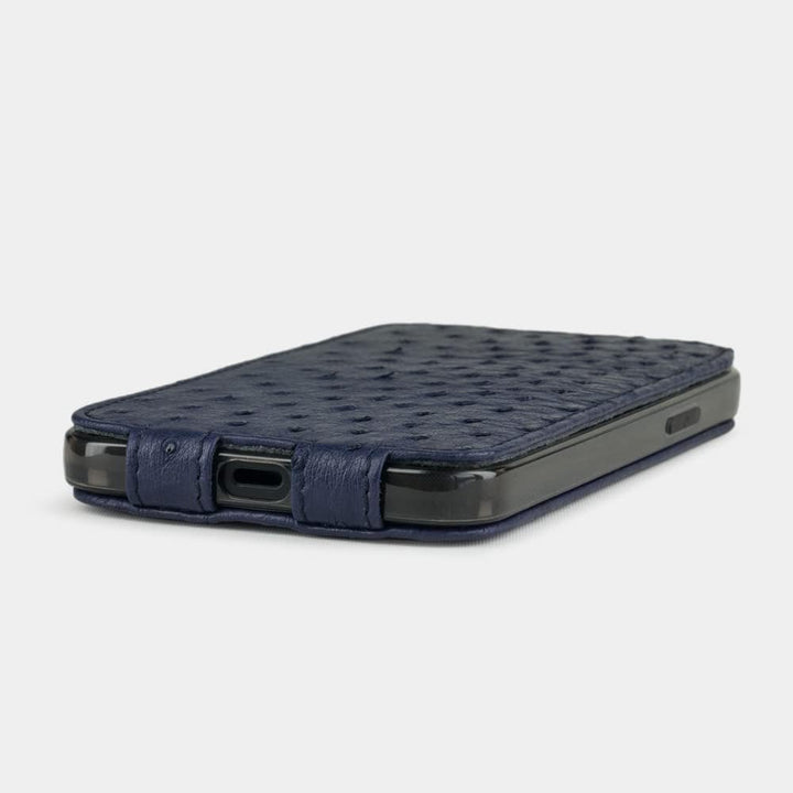 Marcel Robert - LederHülle für iPhone 12 Mini - Patentiertes Modell - hergestellt aus echten Strauss