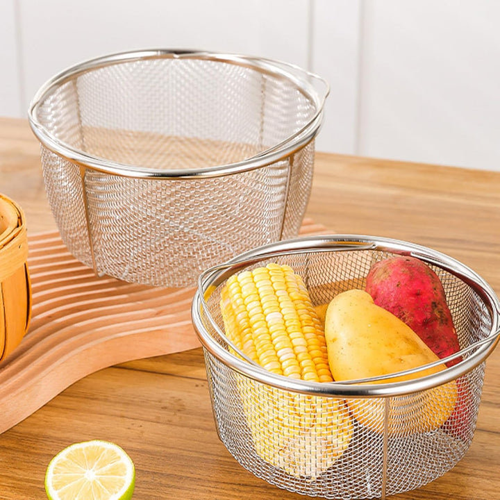 Yosoo Health Gear Dampfkorb aus Edelstahl mit Hitzebeständigen Griffen, Küchensieb zum Kochen, Leben