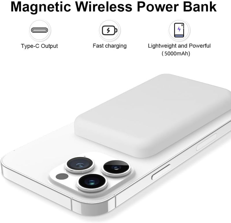 Flintronic Magnetic Battery, 5000mAh Wireless Magnetische Powerbank,Magnetische Kabellose Powerbank,