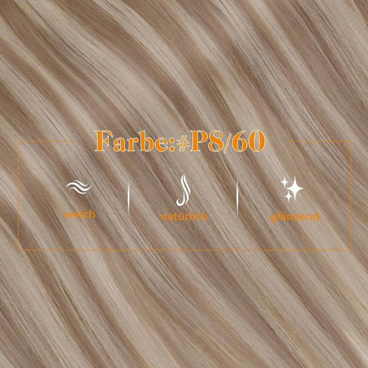 Easyouth Zopf Extensions Echthaar Clip in Zopf Extensions Ponytail 16 Zoll Farbe Ash Brown Highlight