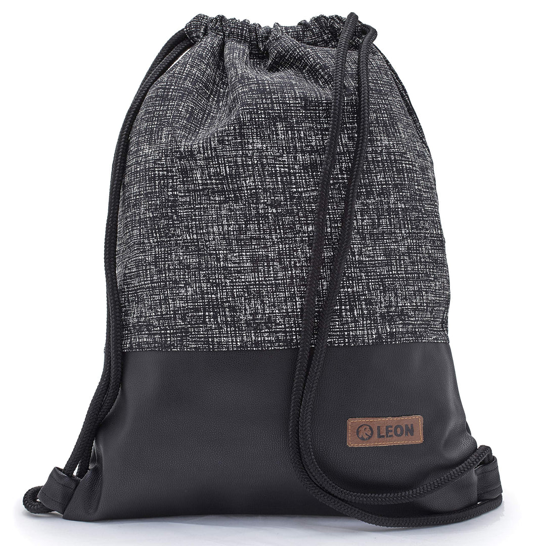 Leon grosser Premium Turnbeutel mit Innentaschen Rucksack Tasche Damen Herren Teenager Gym Bag Draw
