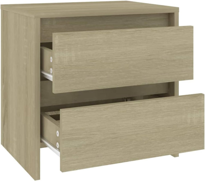 Gecheer Nachttisch Nachtschrank Nachtkommode Boxspringbett Schrank mit 2 Schubladen Spanplatte Sonom