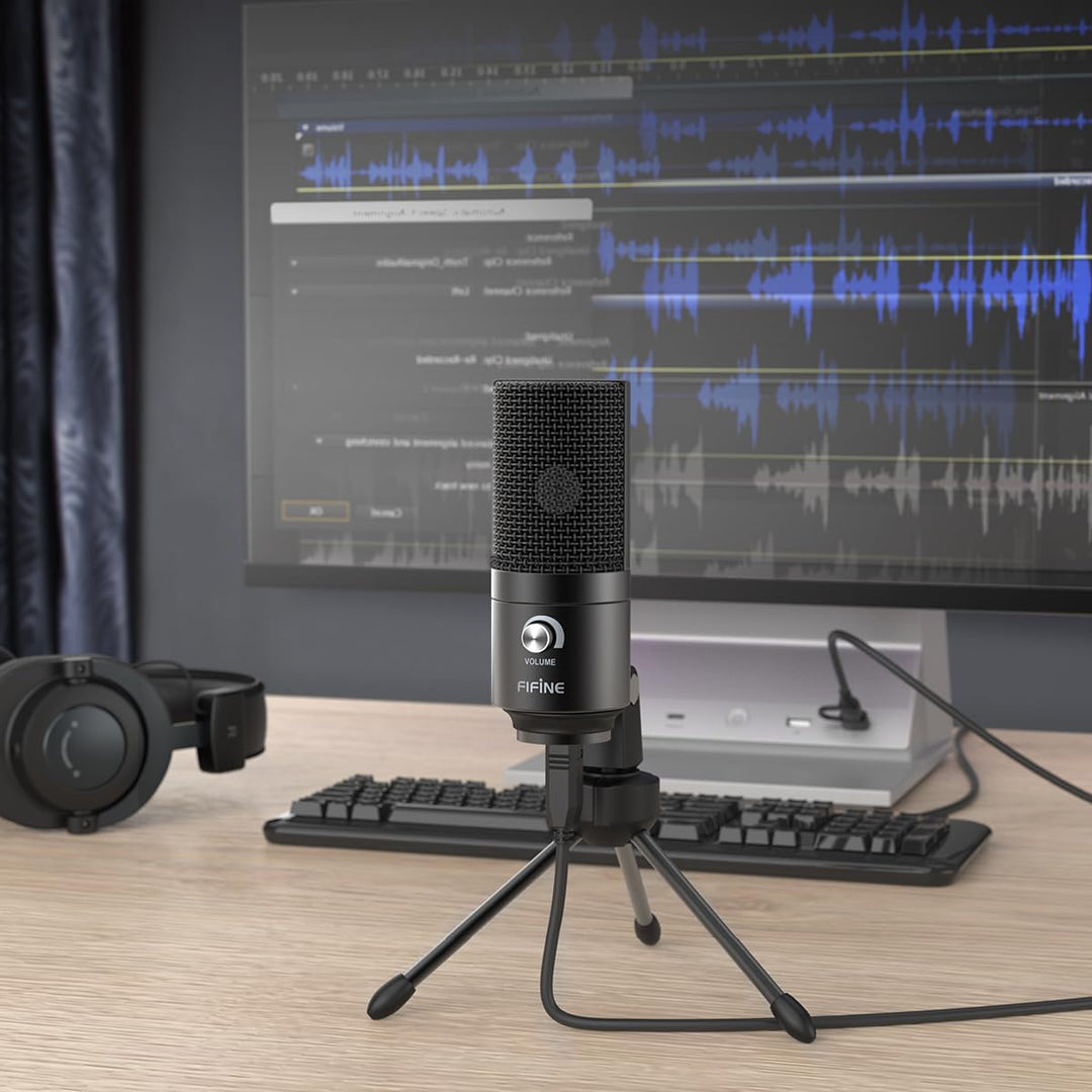 Fifine USB-Podcast-Kondensatormikrofon für Laptop, Keine Soundkarten-Schnittstelle und Phantomspeisu