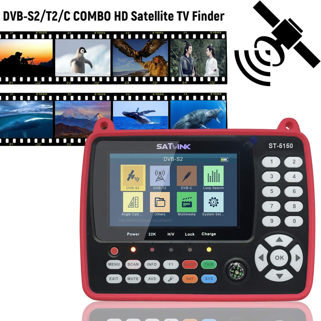 VISLONE Satfinder Messgerät ST-5150 DVB-S2 / T2 / C COMBO HD Satelliten-TV-Signalfinder Digitaler Ha