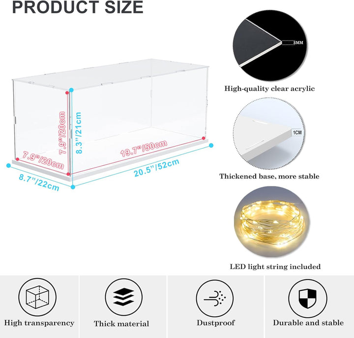 Nynelly Vitrine für Sammlung, Box aus Transparentem Acryl, mit weisser Basis zum Zusammenbauen, Stau