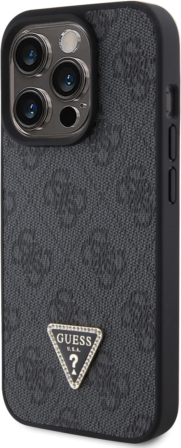 GUESS GUHCP15XP4TDPK Hülle für iPhone 15 Pro Max 6.7" Schwarz hardcase Leather 4G Diamond Triangle