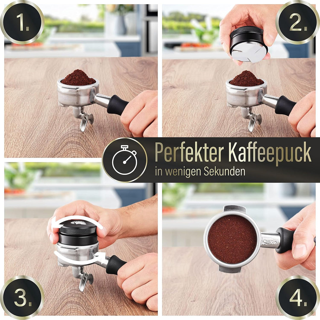 Barista Legends® Espresso Distributor Edelstahl höhenverstellbar - Leveler Tool für perfektes Kaffee