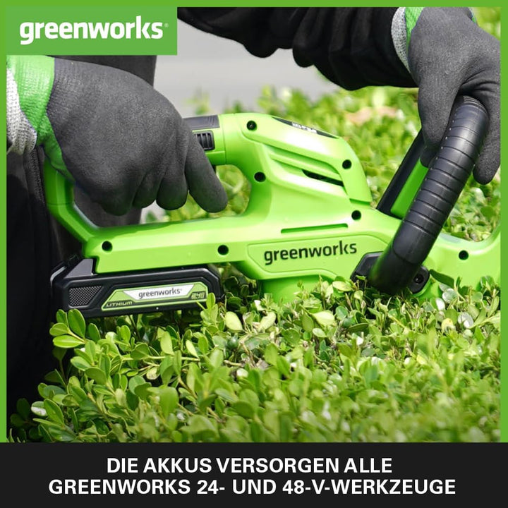 Greenworks 24V Akkus & Doppellader Akku Ladegerät - Zwei Original 2Ah leistungsstarke Lithium-Ionen