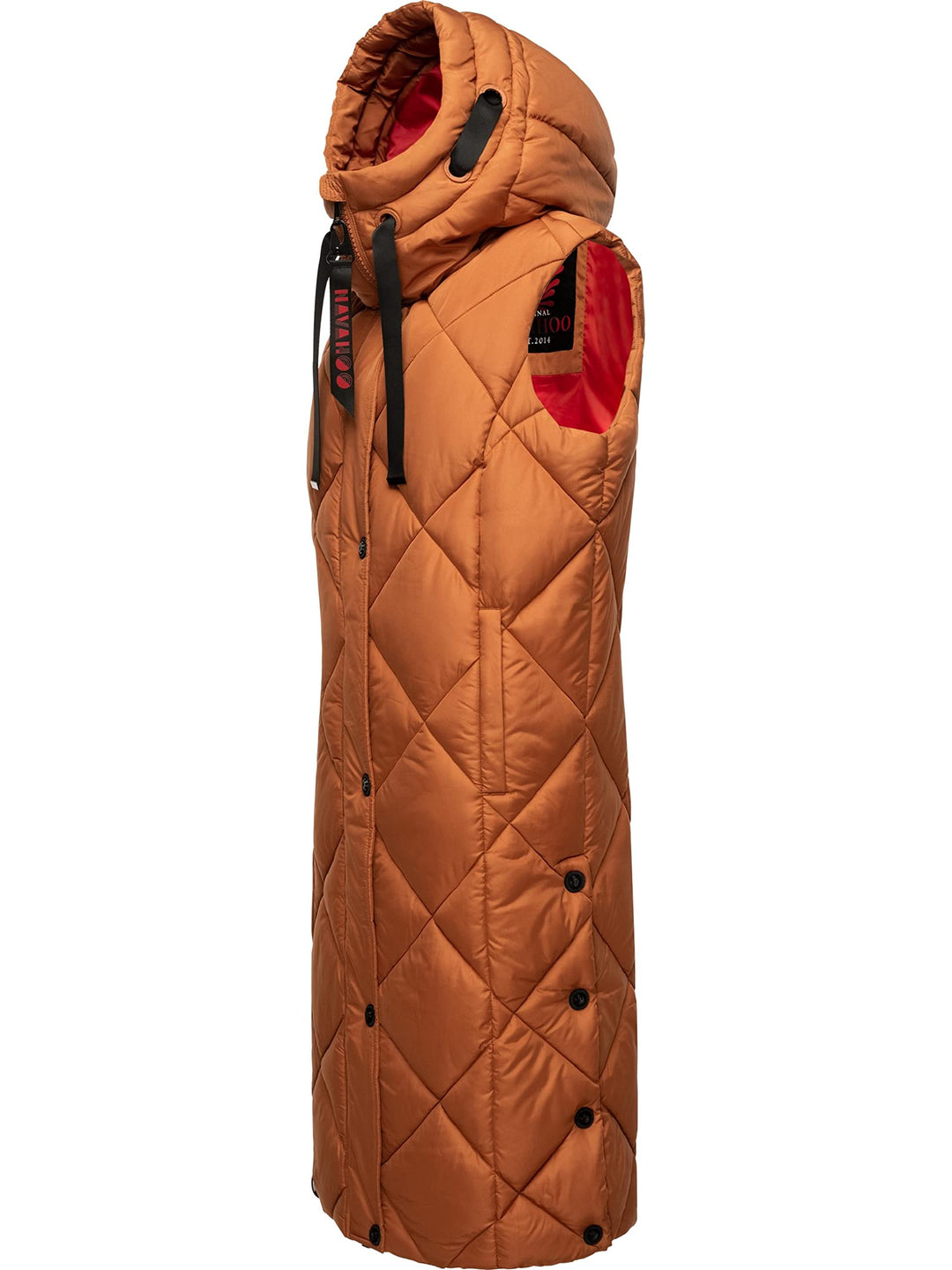 Navahoo warme Damen Winter Steppweste lang mit Kapuze Schnuckel XS-XXL S Rusty Cinnamon, S Rusty Cin