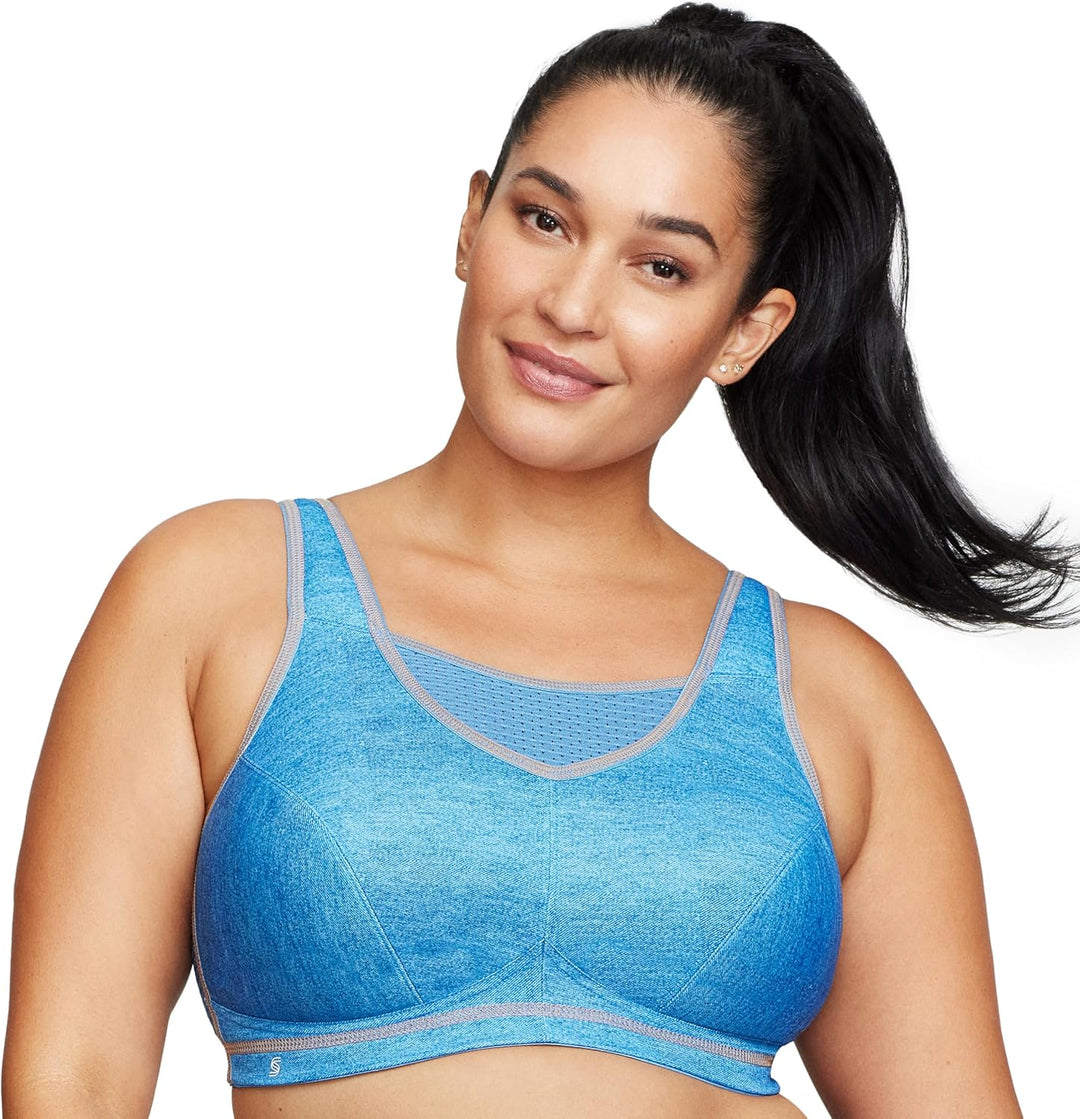 Glamorise Damen Hochleistungs Bustier Sport-BH 75C Light Denim, 75C Light Denim