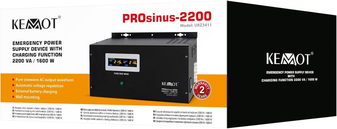 Notstromversorgung KEMOT PROsinus-1600 URZ3411 Wechselrichter reiner Sinus Ladefunktion 12V 230V 300