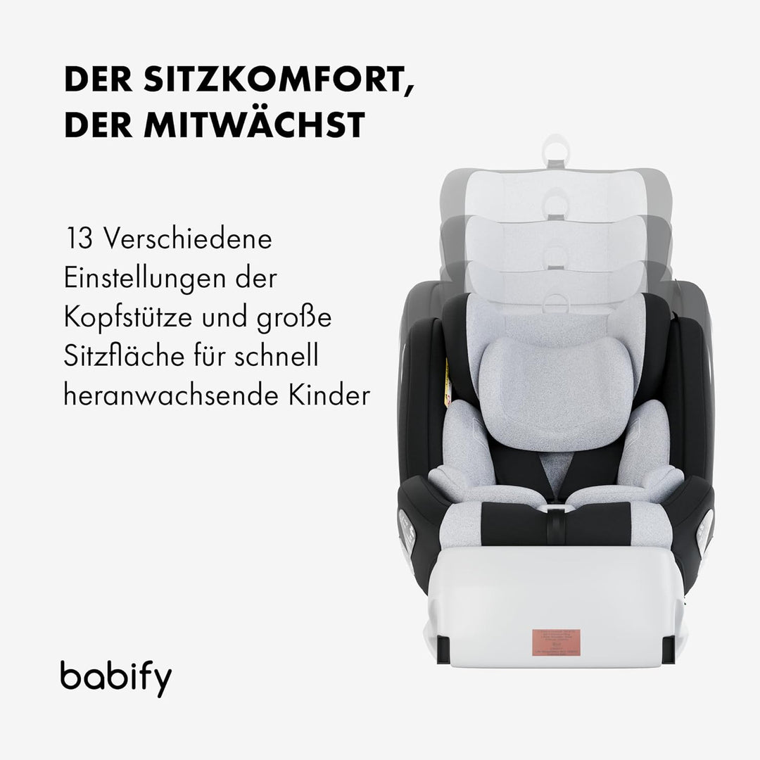 Babify Onboard Autositz für Babys und Kinder, 0 Monate - 12 Jahre, verstellbar 360, tragbarer und si
