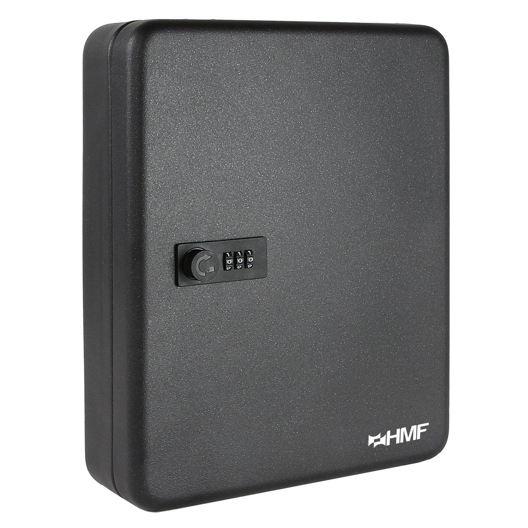 HMF 14500-02 Schlüsselkasten mit Zahlencode | 45 Haken | 30 x 24 x 7,5 cm | Schwarz, 30 x 24 x 7,5 c