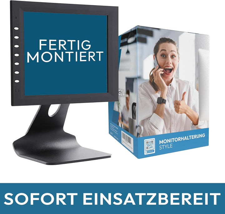 VSG24 Style Design Monitor Halterung, Vollmetall VESA 100x100 Tischhalterung, Bildschirm Standfuss P