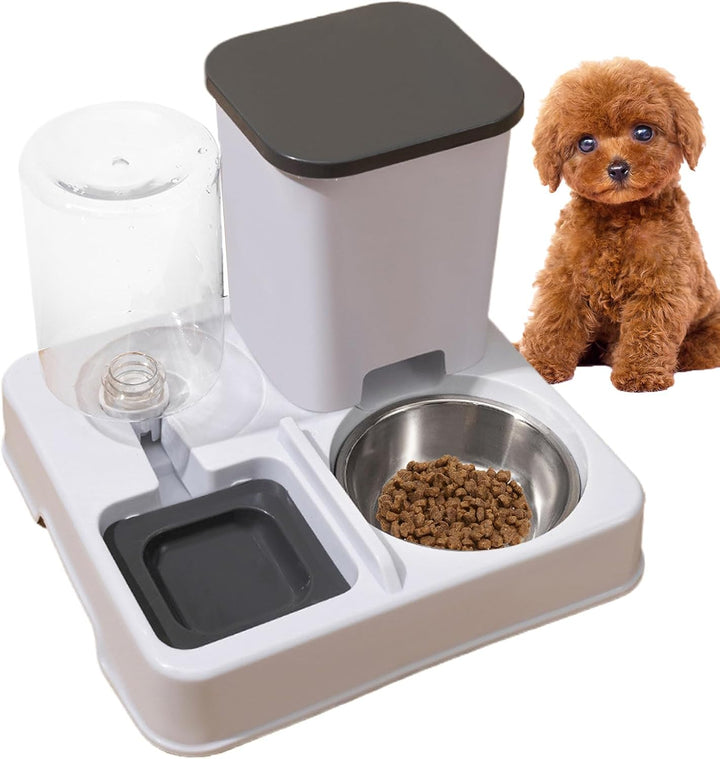 Wasser- Und Futterspender, Automatischer 2-in-1 Futterautomat Katze, rutschfeste Automatische Trinkf