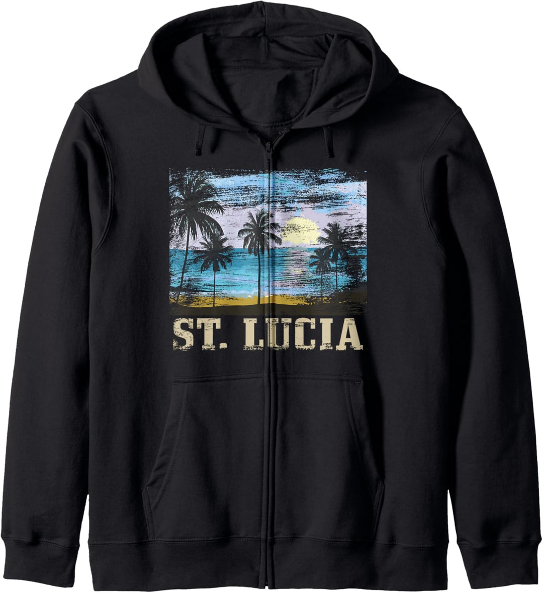 Saint Lucia Vintage Surfer Palmen Karibik St. Lucia Kapuzenjacke