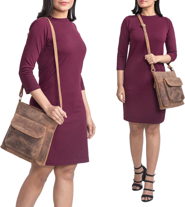 STILORD 'Tara' Kleine Handtasche Damen Crossbody Leder Elegante Umhängetasche für Frauen Ledertasche