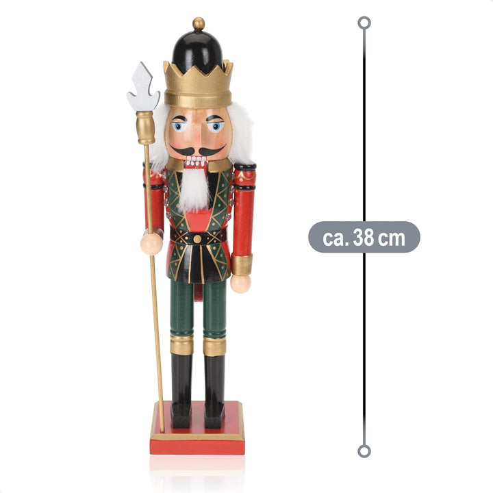 COM-FOUR® Dekofigur Nussknacker mit Stab - Weihnachtsdeko in Form eines traditionellen Nussknackers