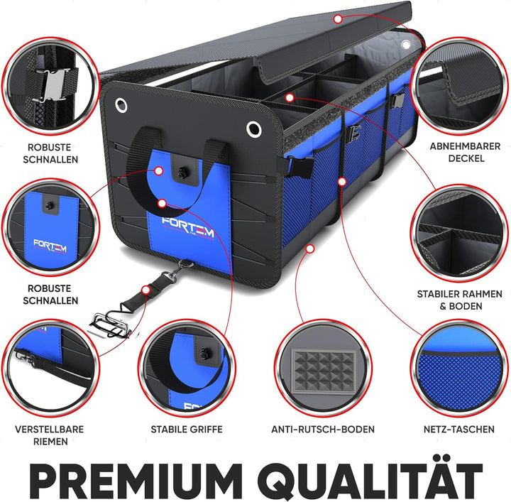 FORTEM Kofferraum Organizer, Kofferraumtasche, Zusammenklappbarer Auto Organizer Kofferraum mit Fäch