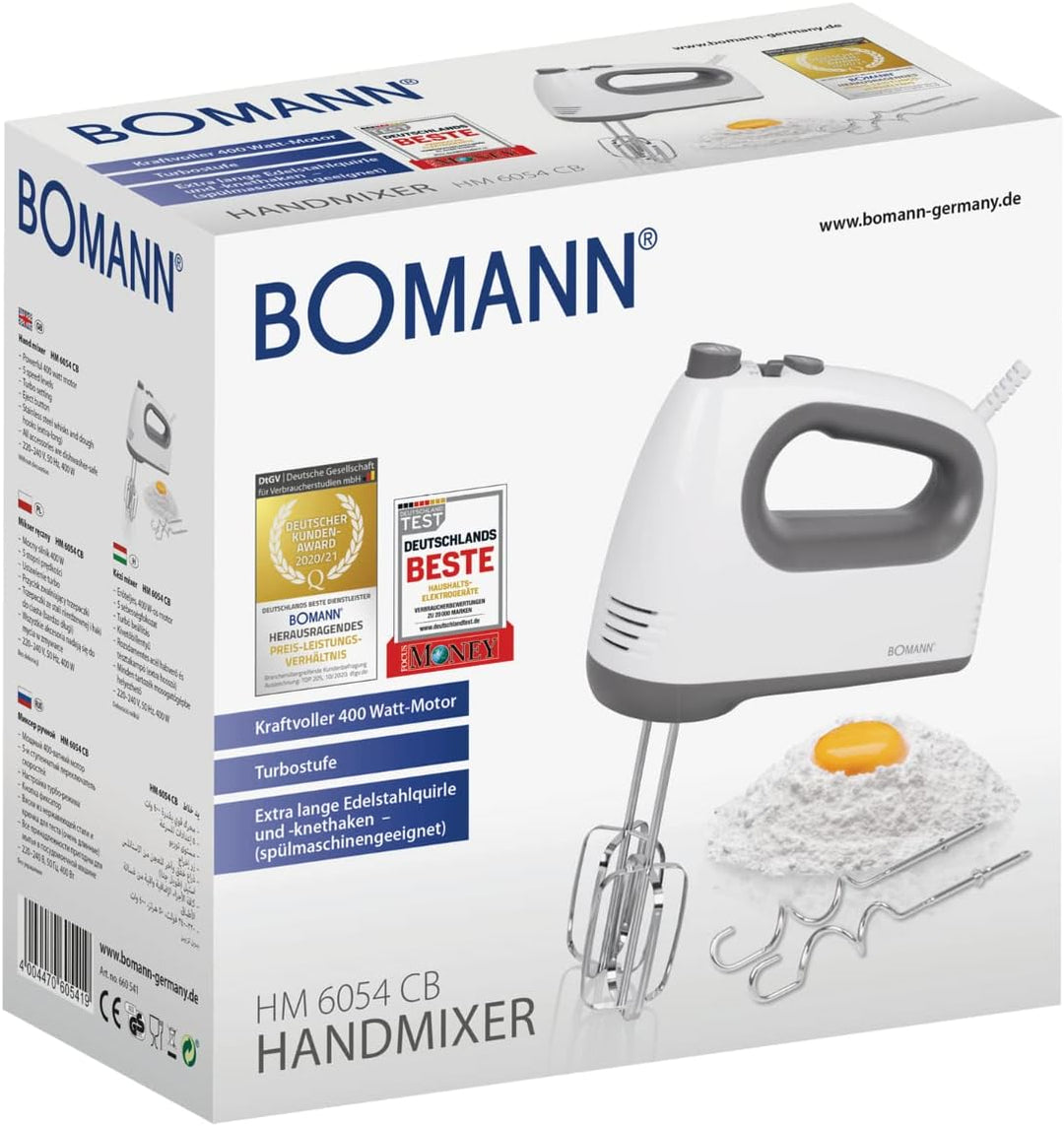 Bomann® Mixer | kraftvoller 400 Watt-Motor | Handmixer | Turbostufe & 5 Geschwindigkeitsstufen | Han