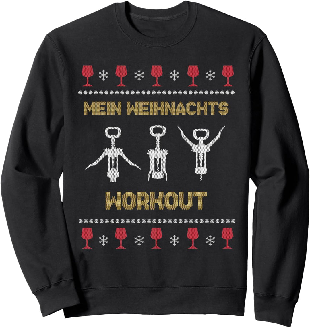 Weihnachts Workout Lustig Ugly Christmas Sweater Wein Sweatshirt