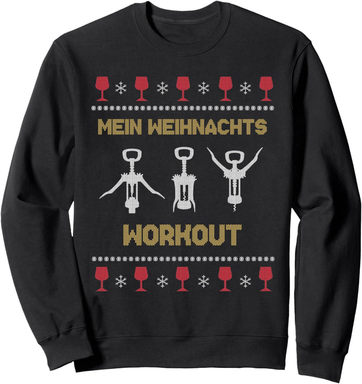 Weihnachts Workout Lustig Ugly Christmas Sweater Wein Sweatshirt
