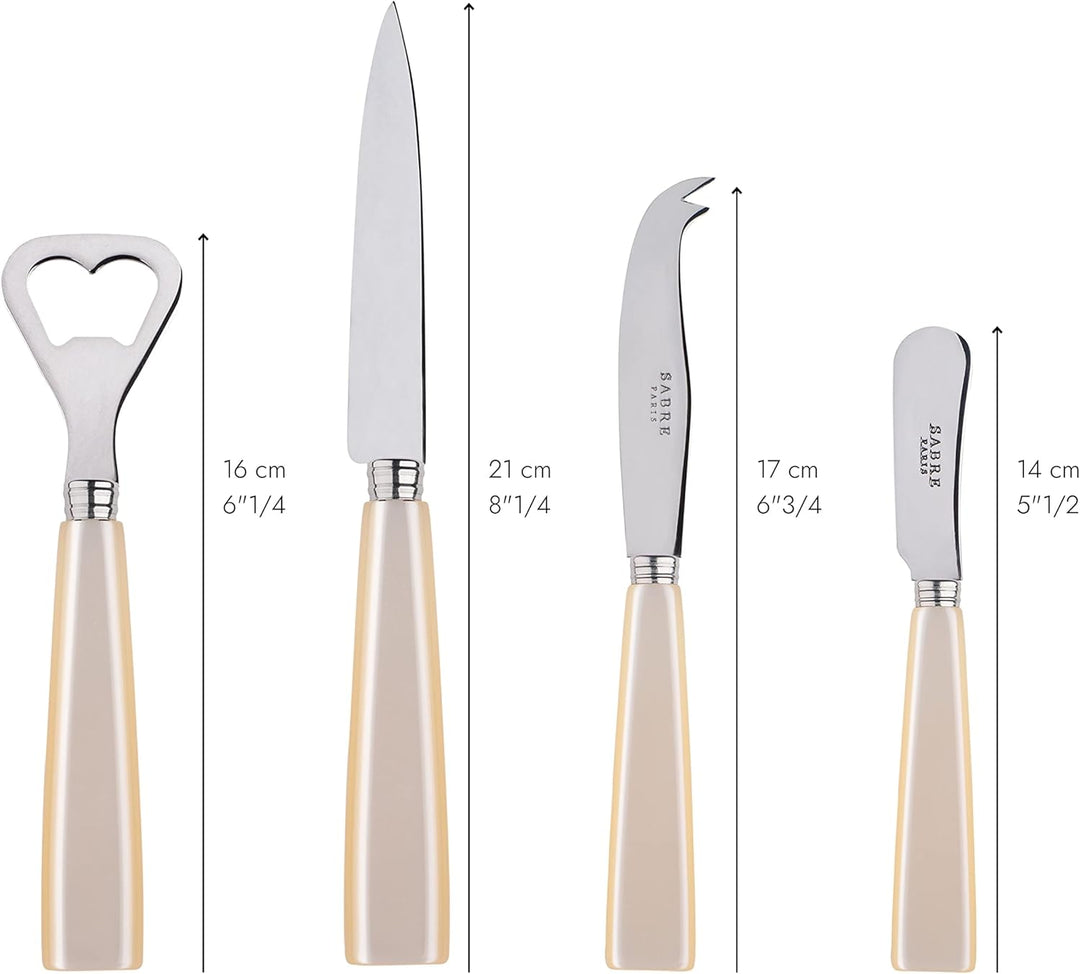 SABRE PARIS - Apero-Set, 4-teilig - Icon - Flaschenöffner, Spickmesser, kleines Käse- & Buttermesser