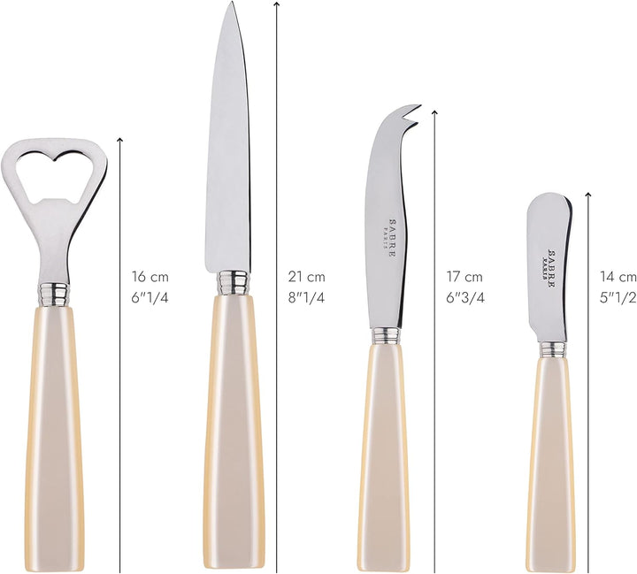 SABRE PARIS - Apero-Set, 4-teilig - Icon - Flaschenöffner, Spickmesser, kleines Käse- & Buttermesser