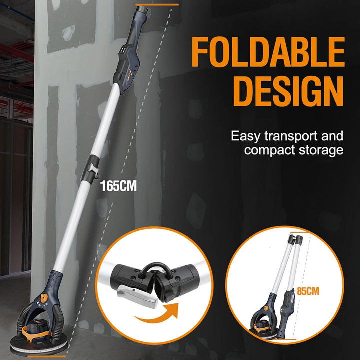 MAXXT Brushless Trockenbauschleifer - 4mm Exzentrik, Dual-Kanal Deckenhaftung, 4000-8500 U/min,Einze
