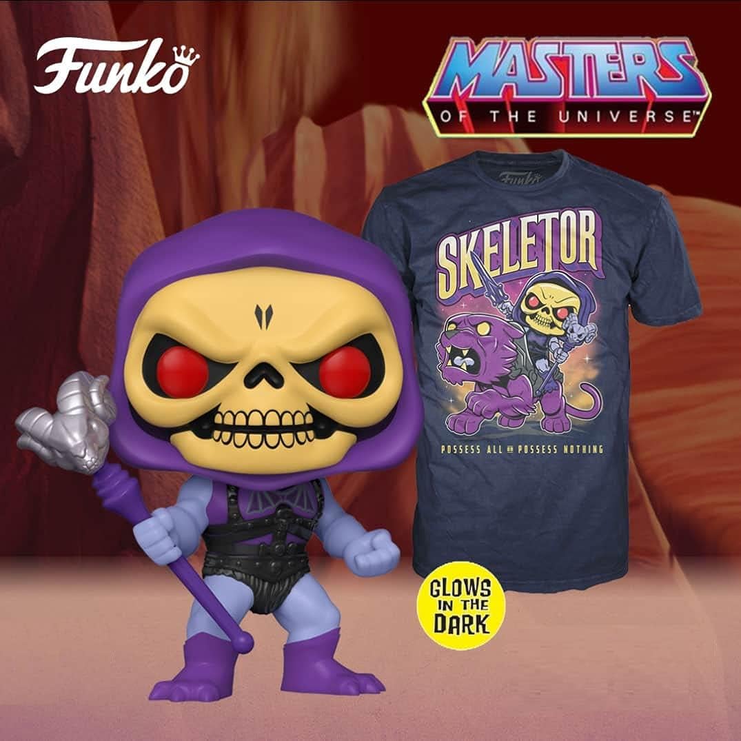 pop Funko Tees Masters of The Universe - Skeletor Glow in The Dark Vinyl Figure & T-Shirt Box Set Si