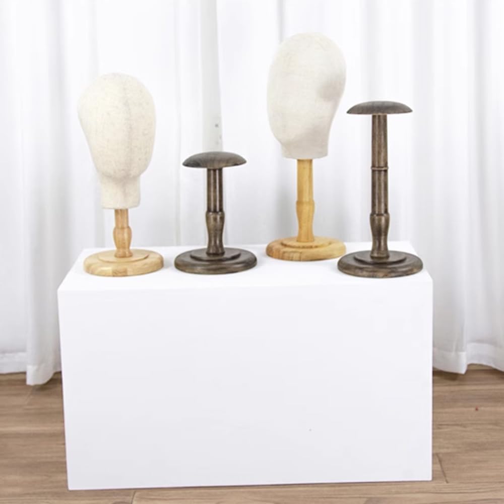 Sarini Vintage Hutständer, Freistehender Perückenständer aus Holz, Hutständer für den Tisch, Elegant