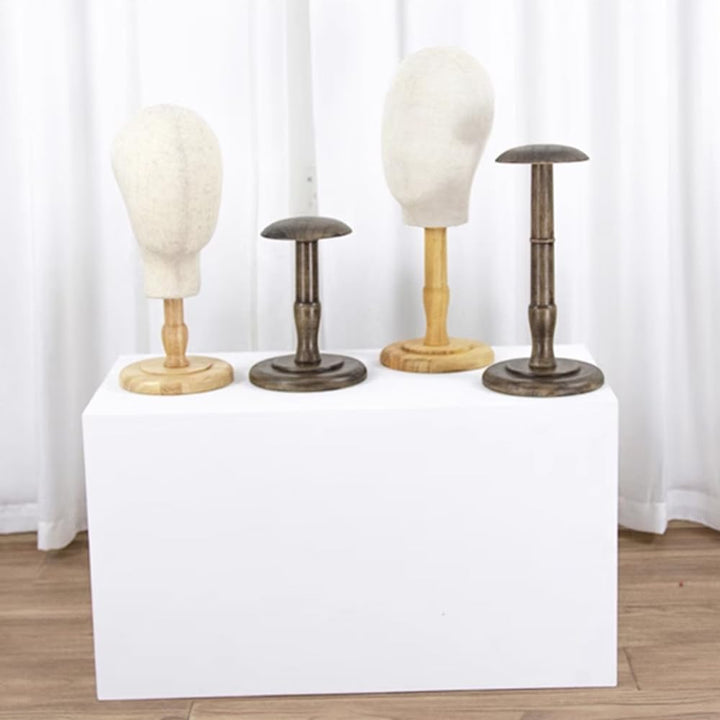 Sarini Vintage Hutständer, Freistehender Perückenständer aus Holz, Hutständer für den Tisch, Elegant